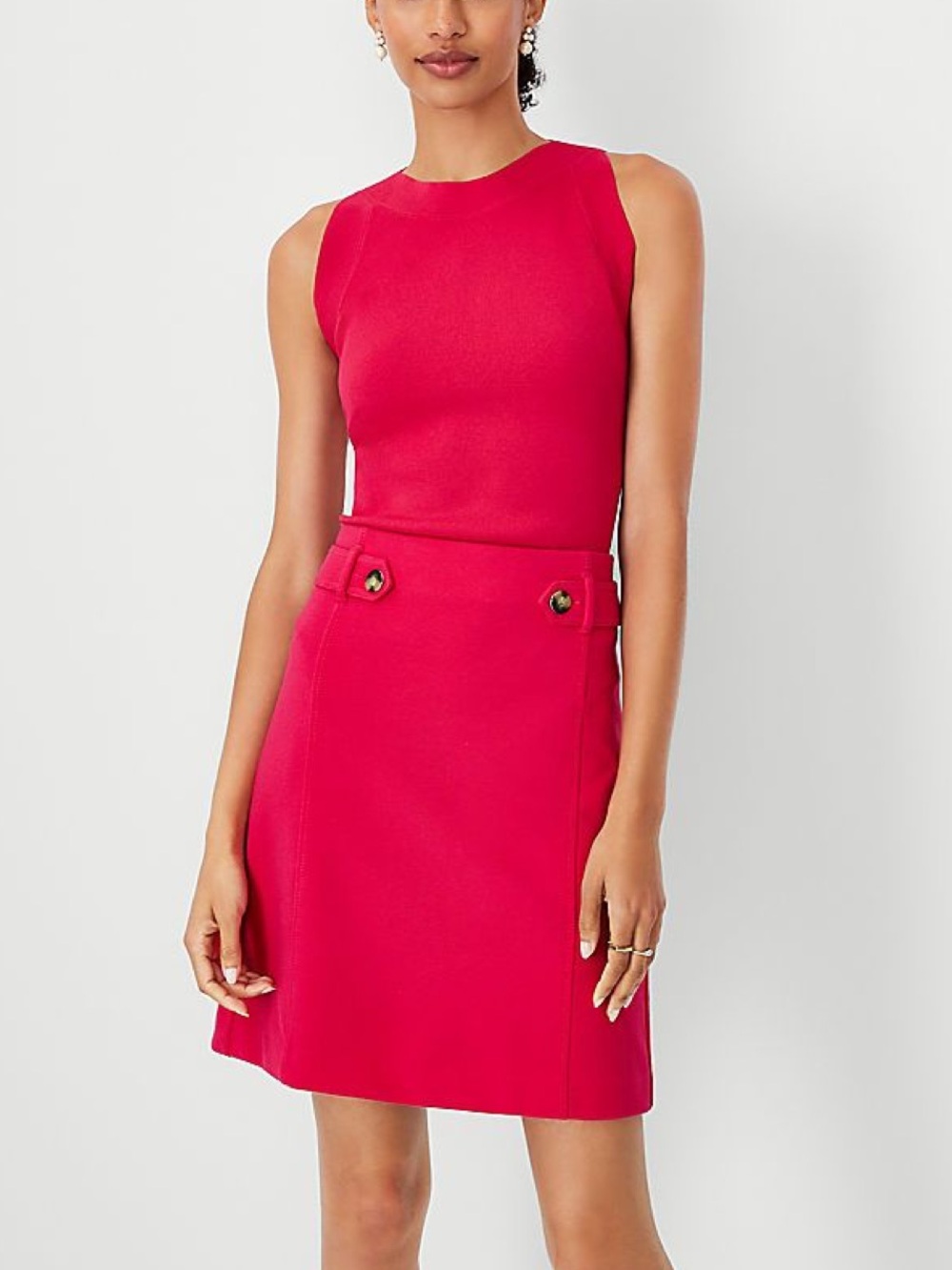 NWT Ann Taylor Petite Hot Pink Button A-Line Skirt 00P Y2K